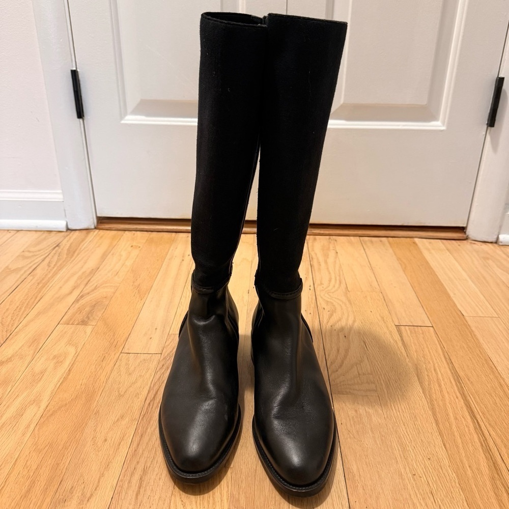 Aquatalia Black Knee-High Tall Leather Boots Size 8.5 Retail for $650 - Picture 3 of 10